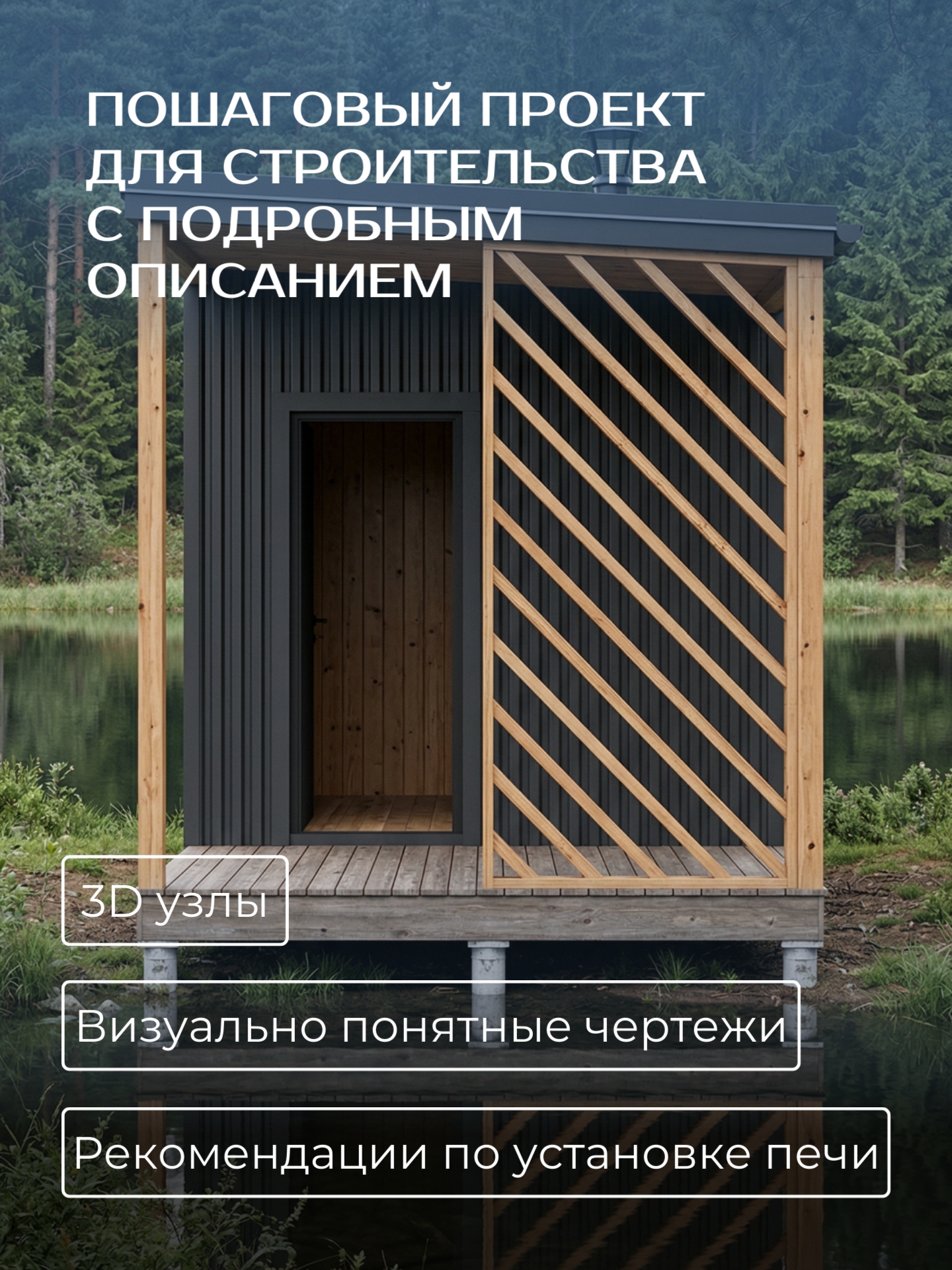 Проект бани с навесом 3х6м / Баня/ Карка — фото 3