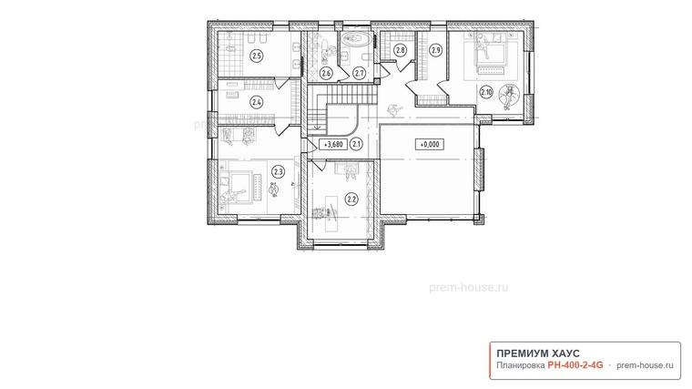 Планировка 2 этажа дома Дом Райт а Санкт-Петербурге C406, 400 м²— Премиум Хаус