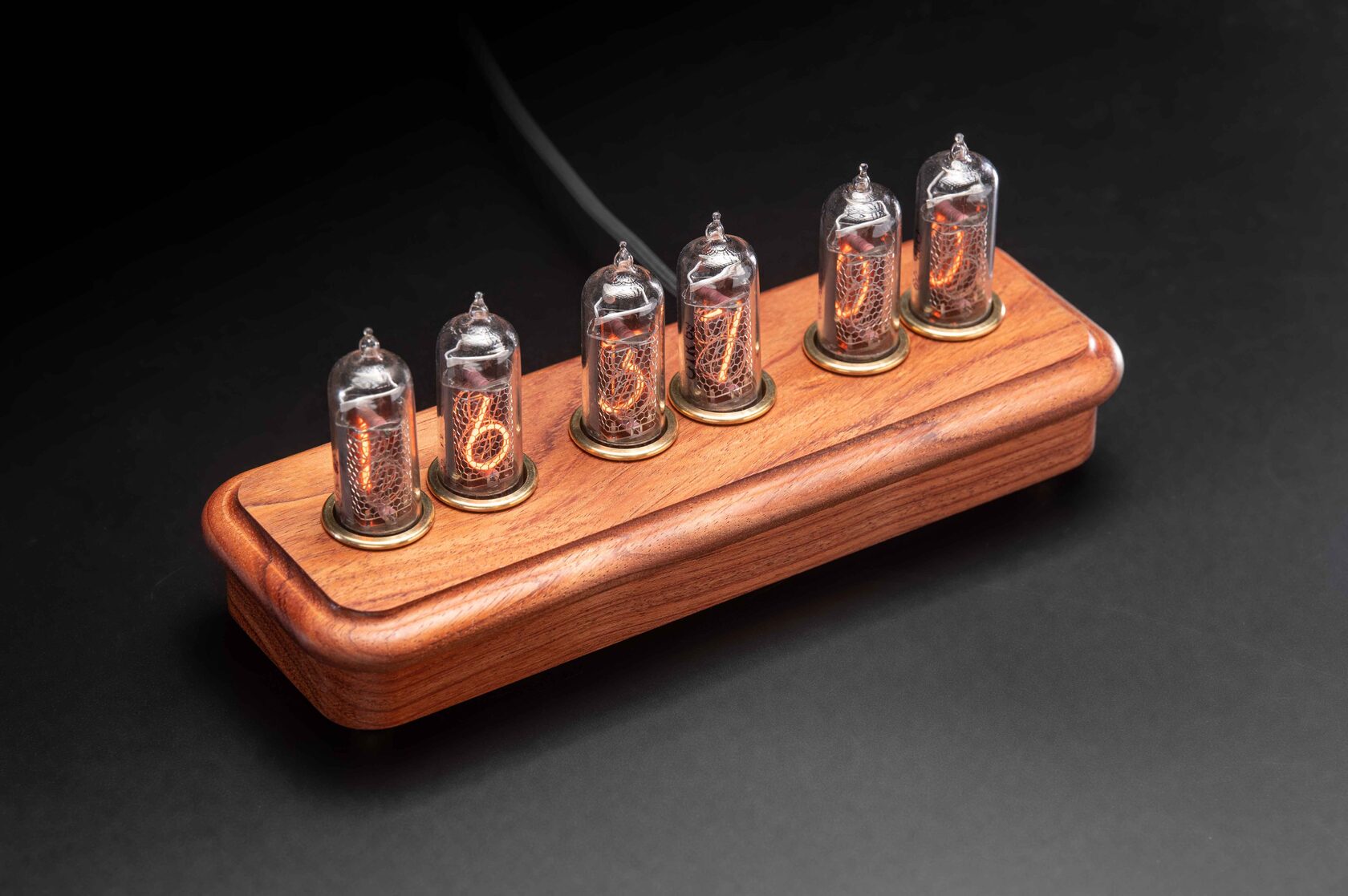 Vostok-4 Black: Bubinga nixie clock, view 2