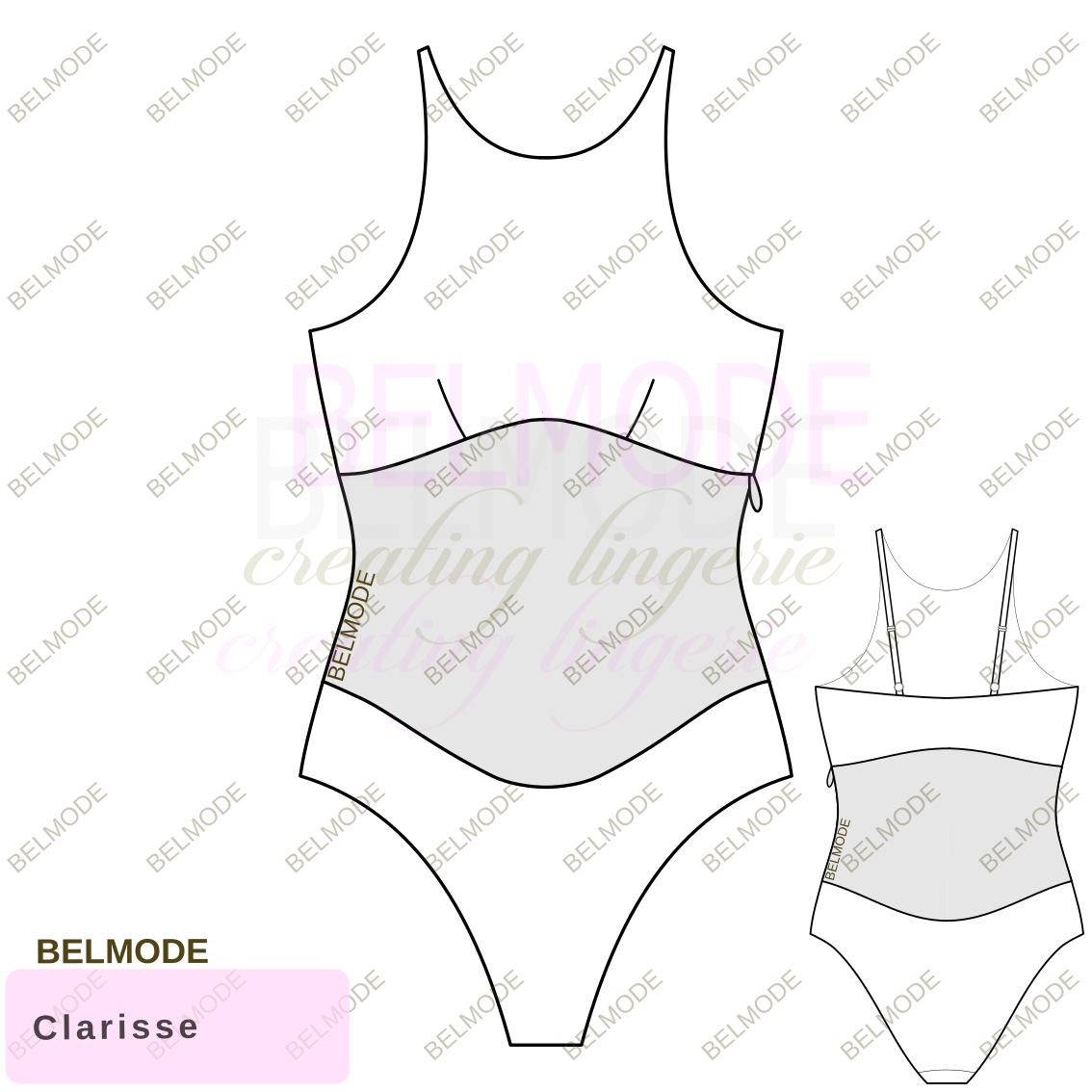 Выкройка Купальника Clarisse Corset Illusion Swimsuit Bodysuit Belmode