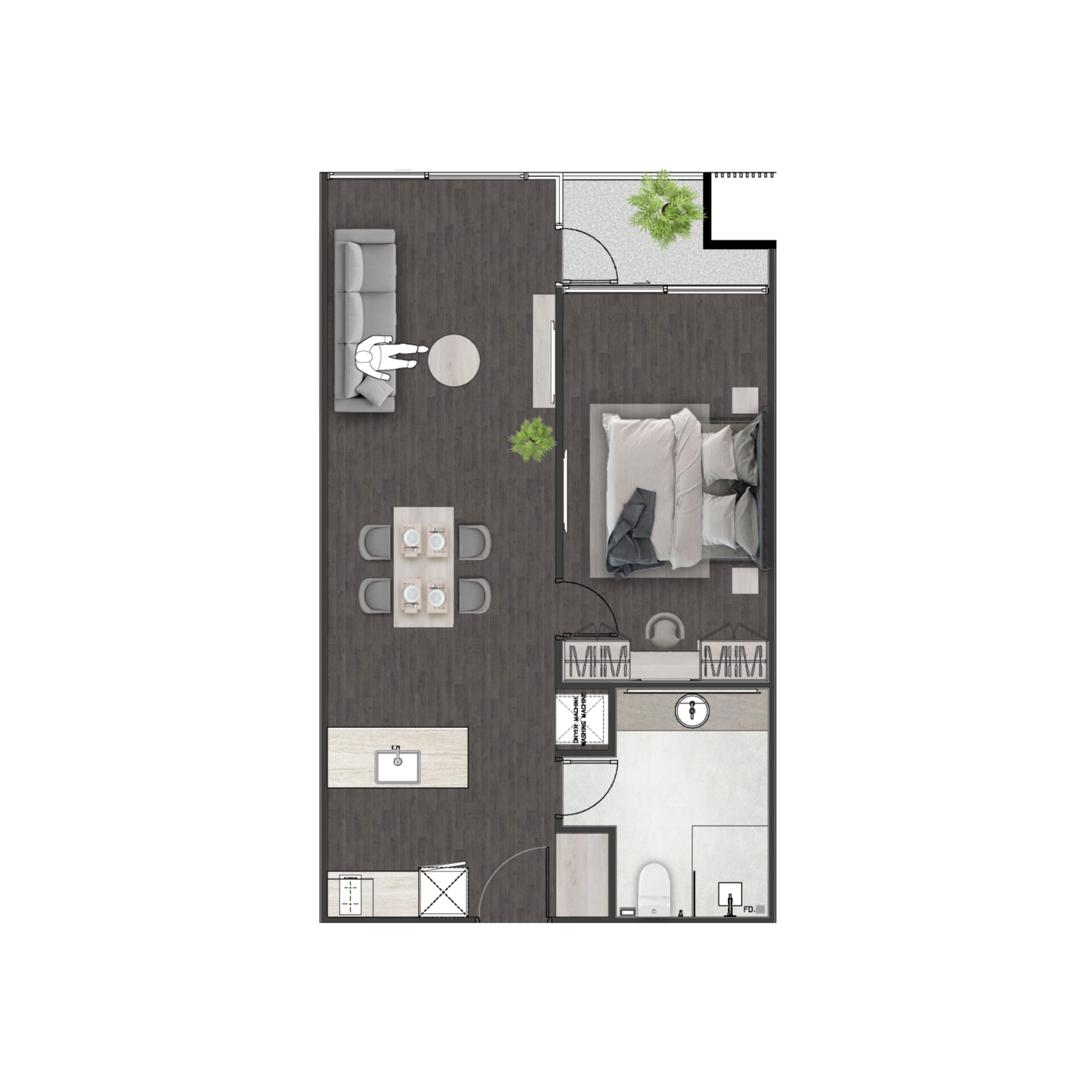 Unit 1609 — 1 Bed · 59.4 m²