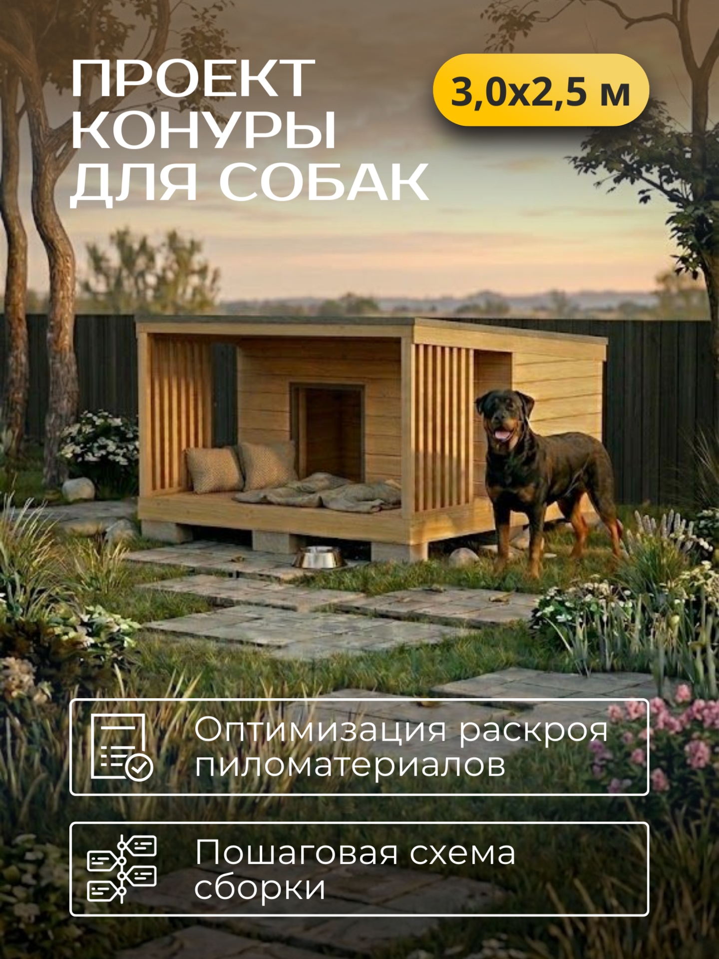 Проект конуры для собак 3х2,5м / HDKN2