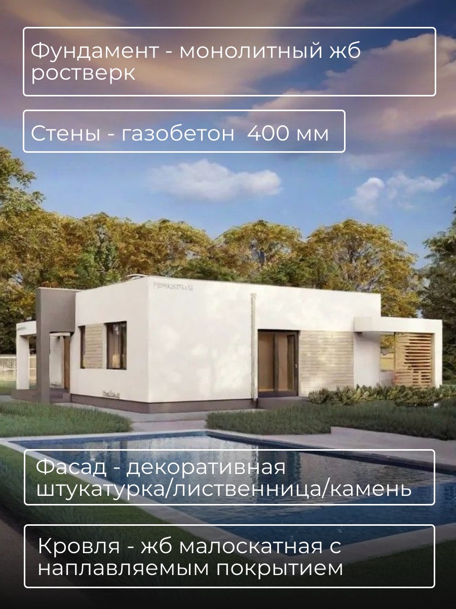 Проект дома 86 м2 / Газобетон / 1 этаж / — фото 5