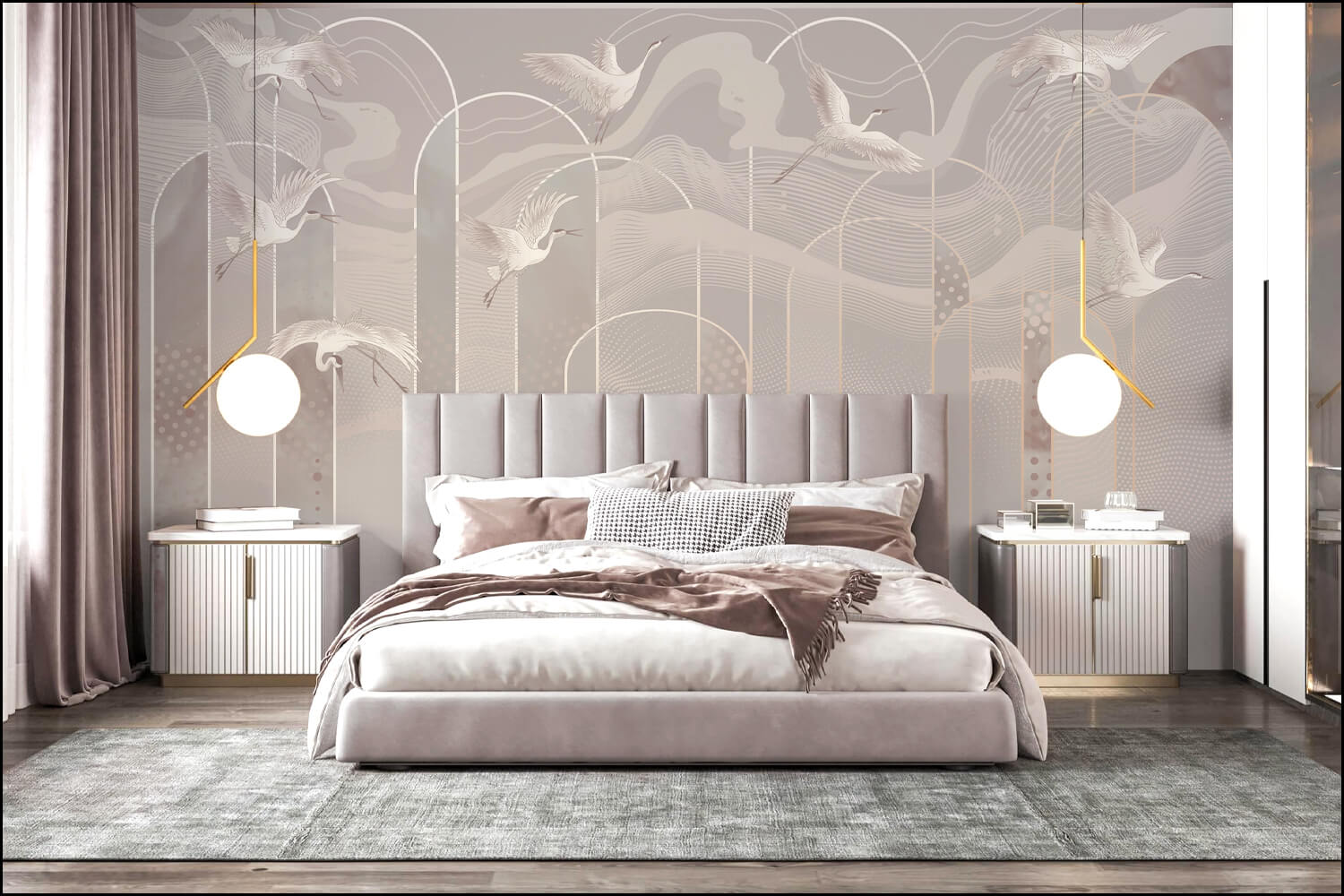 Обои на заказ - журавли на стену. Дизайнерские обои в Москве с ...