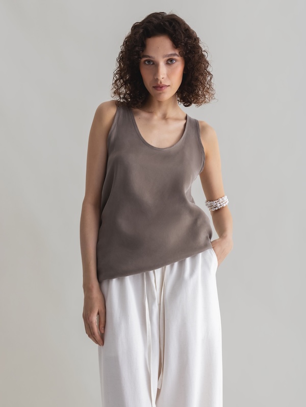 Топ с овальным вырезом, хаки