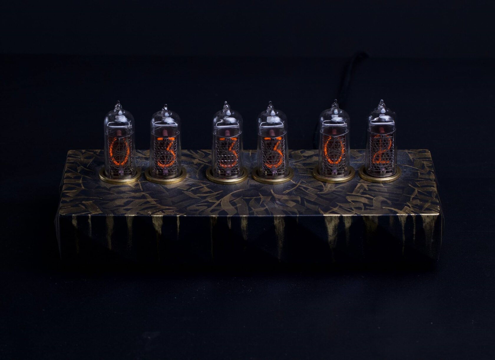Saturn-C: Calligraphy nixie clock, view 4