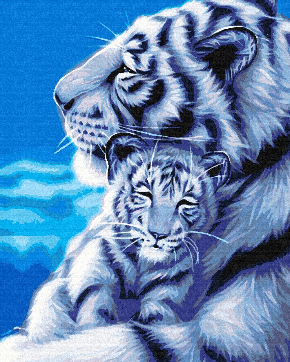 Картина по номерам белые тигры