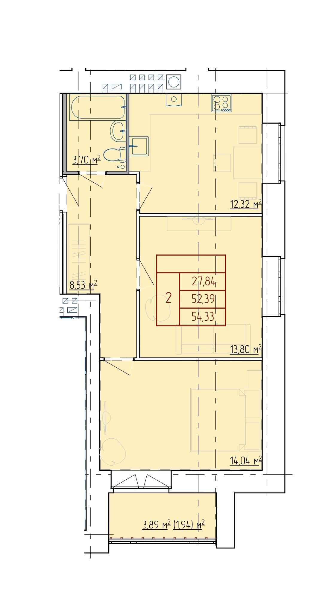 Планировка 2-комн. 4