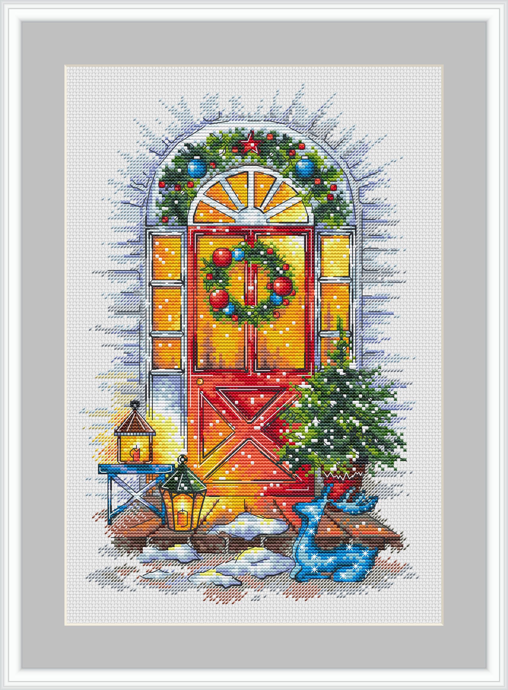 Winter Door Cross Stitch Pattern