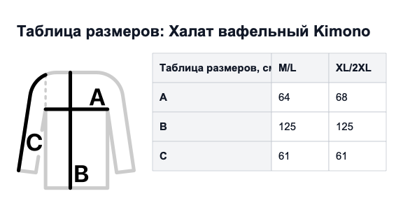 Таблица размеров
