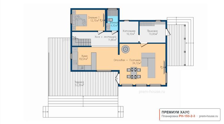 Планировка 1 этажа дома Скандинавия КС-153, 153 м² — Премиум Хаус