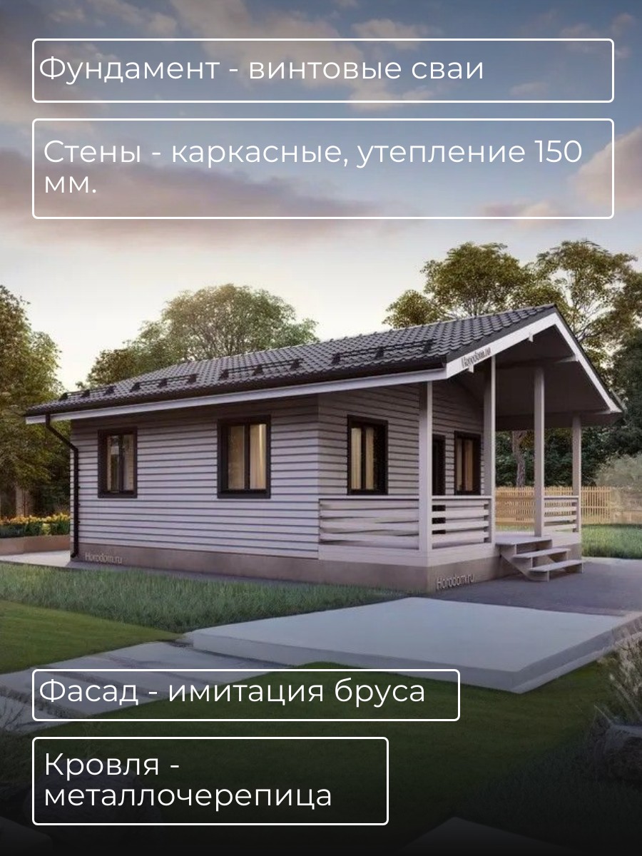 Проект дома 43 м2 / Каркасник / 1 этаж / — фото 5