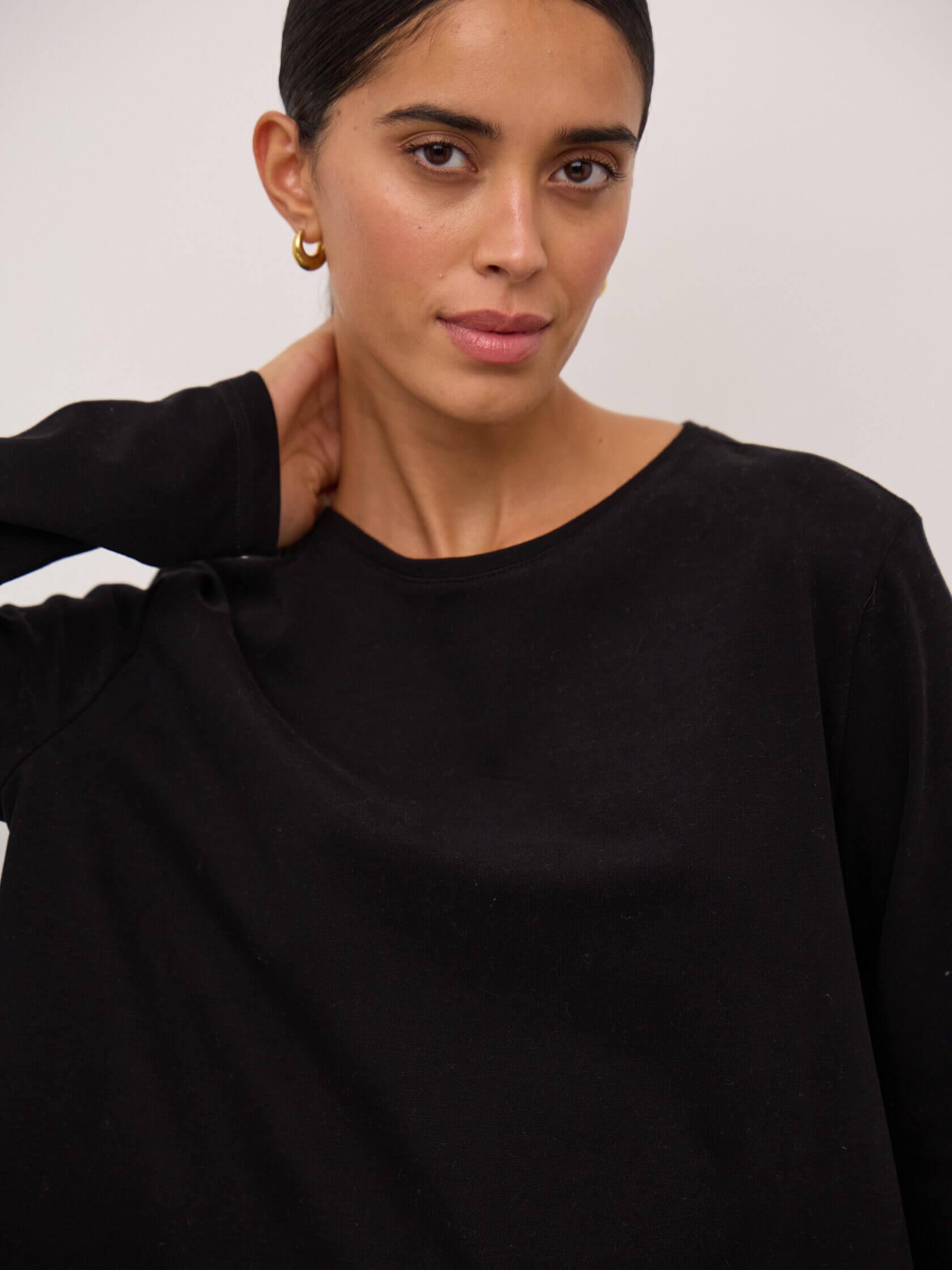 

Свободный лонгслив из плотного хлопка - Чёрный