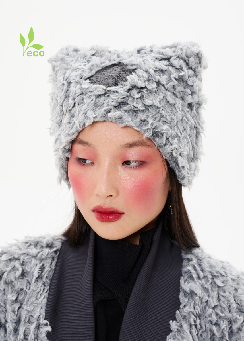 ШАПКА МиуМиу из вег-меха Серая - Ø 54 - S - Серый