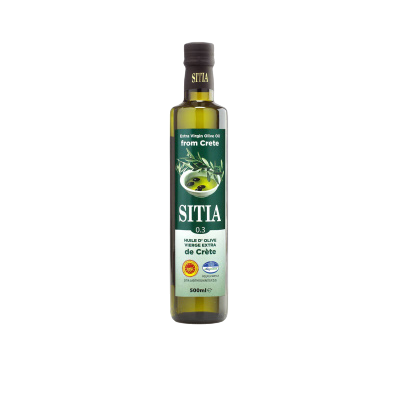 Масло оливковое Sitia Extra Virgin 0,3%, стеклянная бутылка, 0.5 л