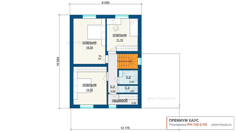 Планировка 2 этажа дома Загородный дом в стиле Барнхаус 142м2, 142 м²— Премиум Хаус