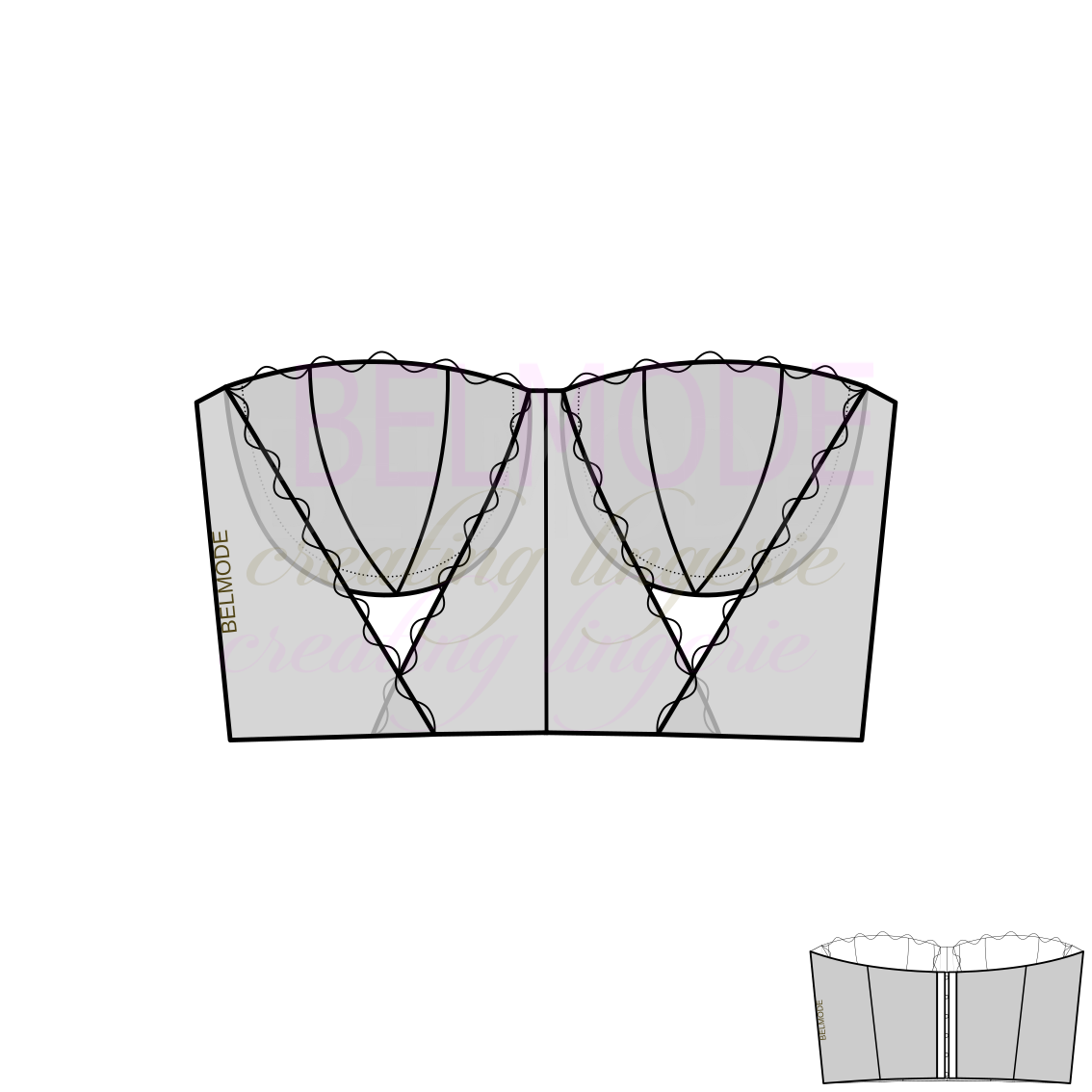 Выкройка Бюстье Silvia Lace Bustier на Каркасе Belmode Lingerie Sewing Pattern