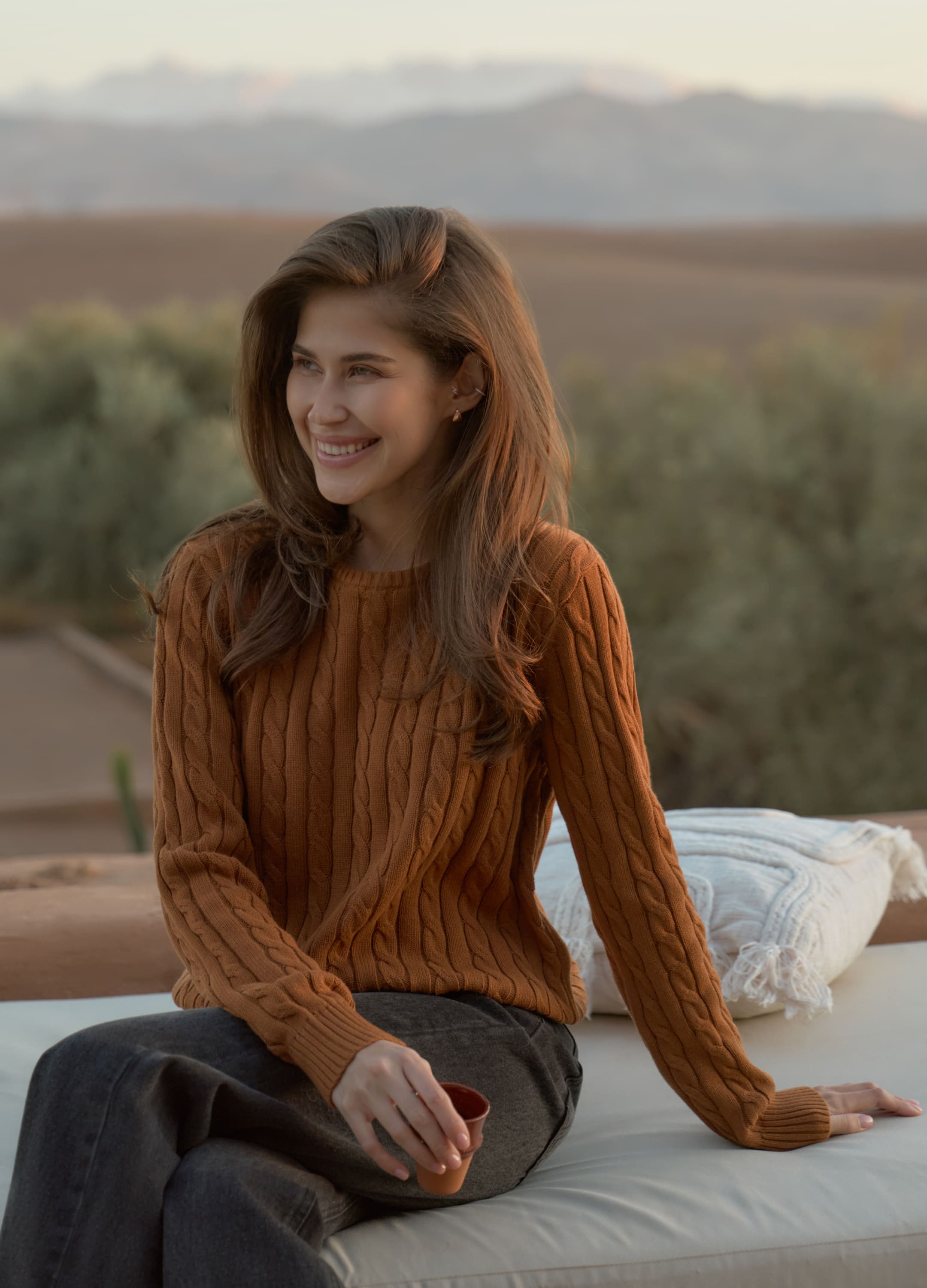 Джемпер с косами Timeless из мерсеризованного хлопка - Золотой