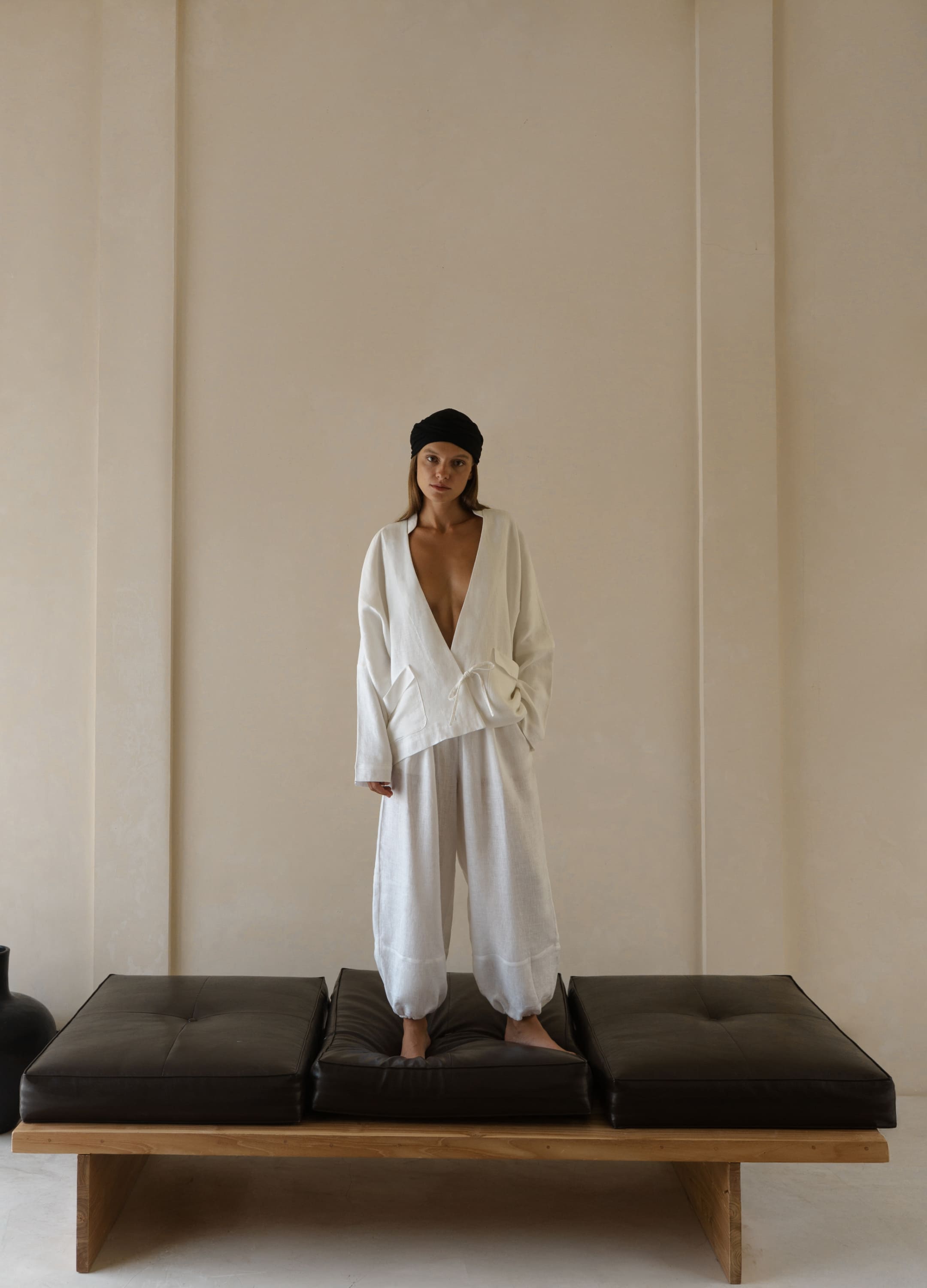 

Льняной костюм Zanzibar: жакет + шаровары - Белый, White;белый