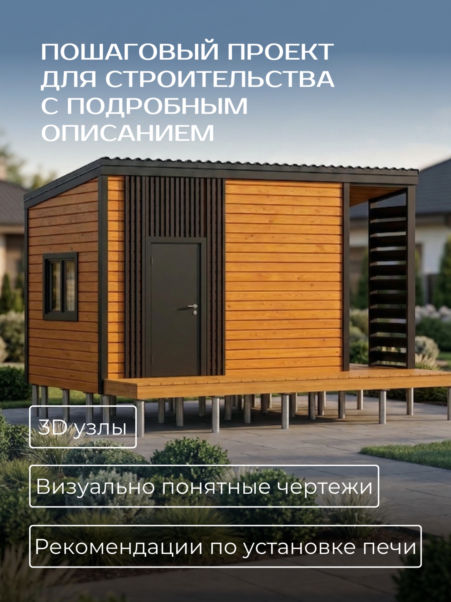 Проект бани с дровником 6х4,3м / Баня/ К — фото 3