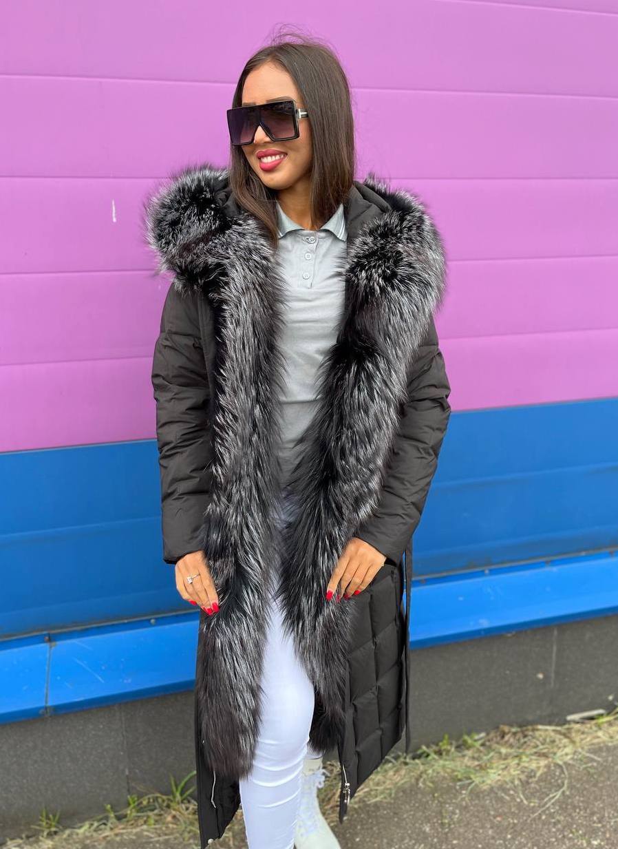 Женский зимний пуховик с мехом (черный) арт. L4 купить в СПБ недорого в ...