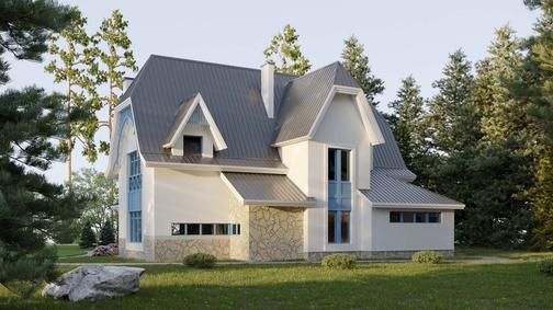 Визуализация проекта дома Загородный дом в стиле Модерн — в стиле модерн, 2 этажа, фото 2