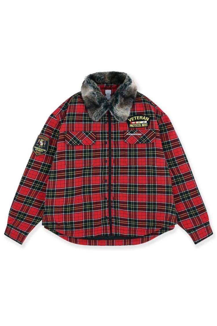 Protocol Index Jacket 1 Fur Flannel Shirts Red Jacket