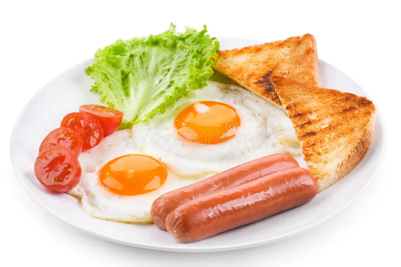 Два яйца и колбаса. Завтрак яичница с сосиской. Яичница глазунья с сосиской. Яичница с сосисками. Глазунья на тосте с сосисками.