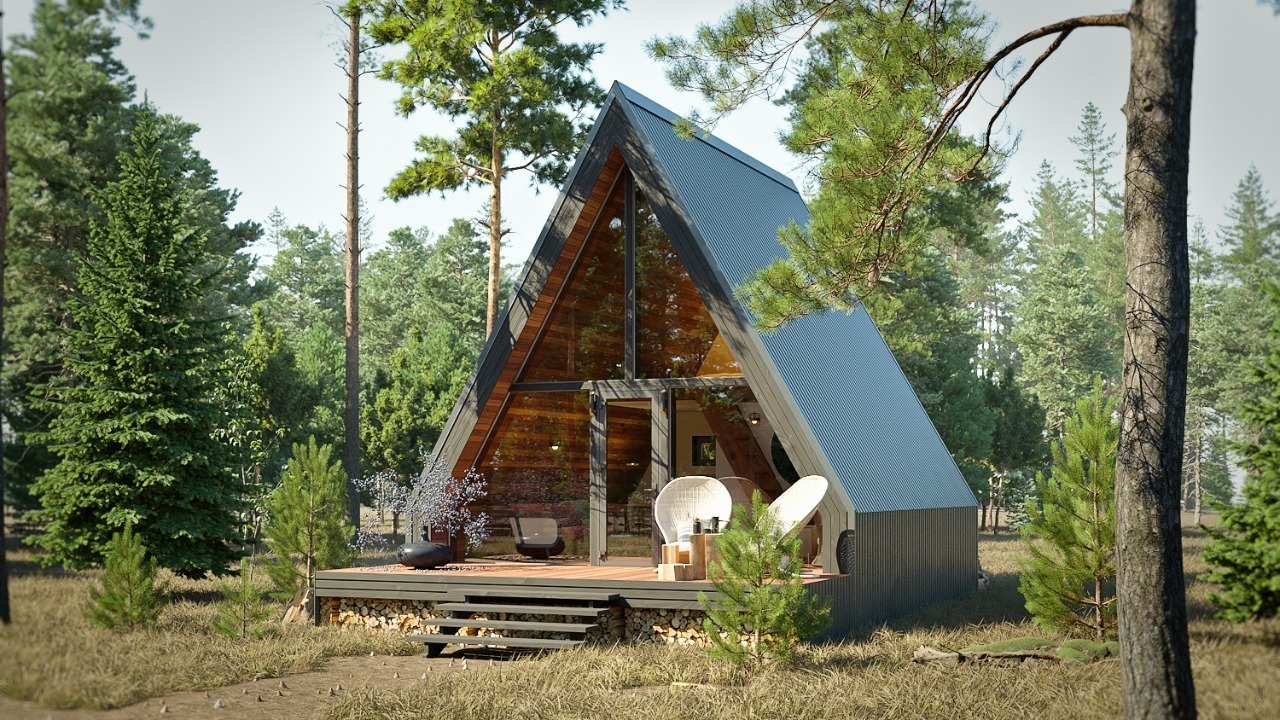 A-FRAME 40 — Теплый дом 40 м² в стиле A-FRAME за 2−4 месяца на вашем  участке с гарантией по договору| IDEA DOM