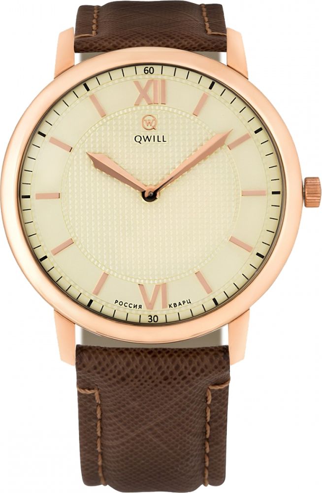 Золотые мужские часы Qwill Classic 6000.01.01.1.43A