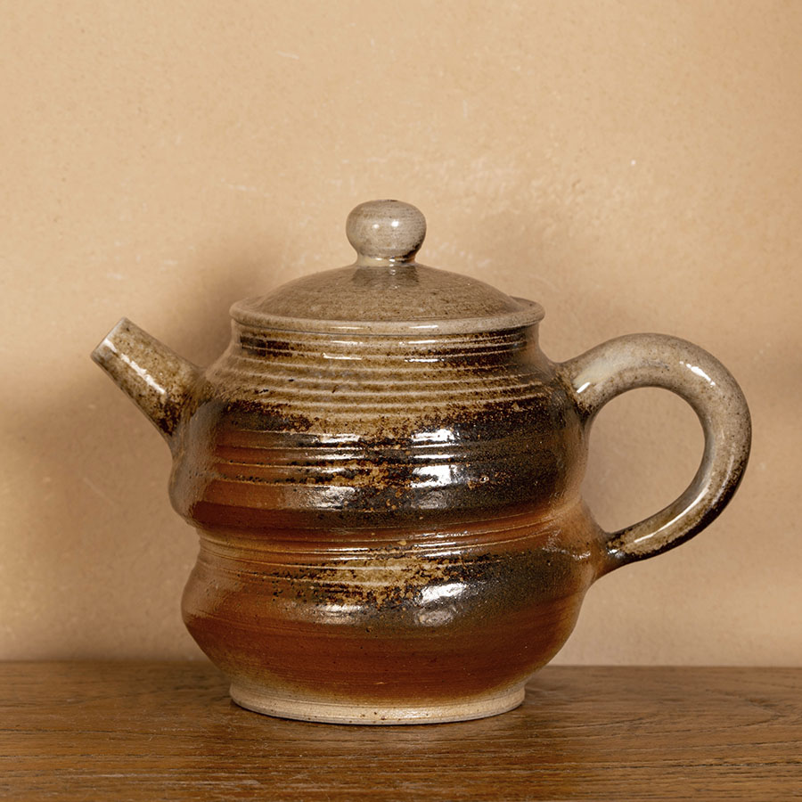 Чайник Нисин Тао дровяного обжига с пепельной глазурью