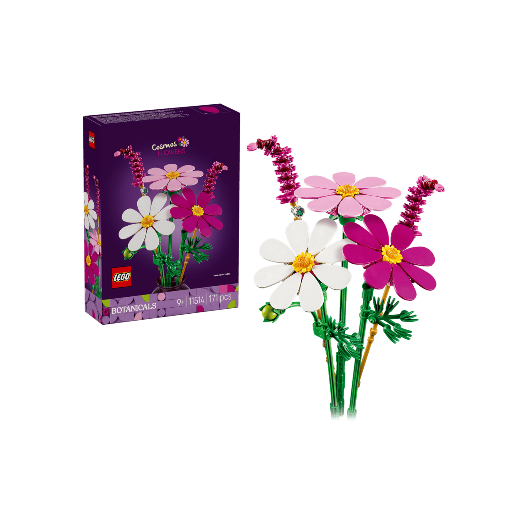 LEGO Botanicals Космея 11514, букет из розовых и белых цветов