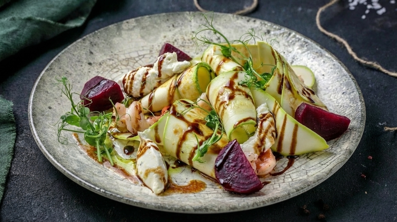 Салат из цукини с креветками