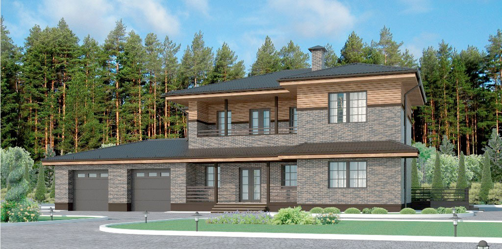 Проект дома «Загородный дом, Энколово С» в стиле Райт — 355,34 м²