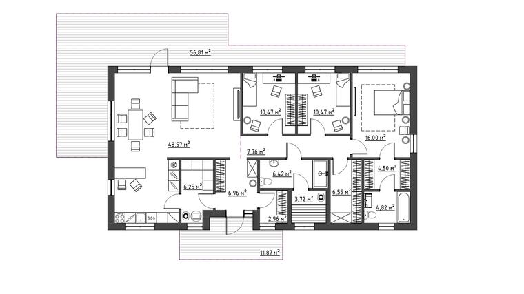 Планировка дома Современный КС-131, 131 м² — Премиум Хаус