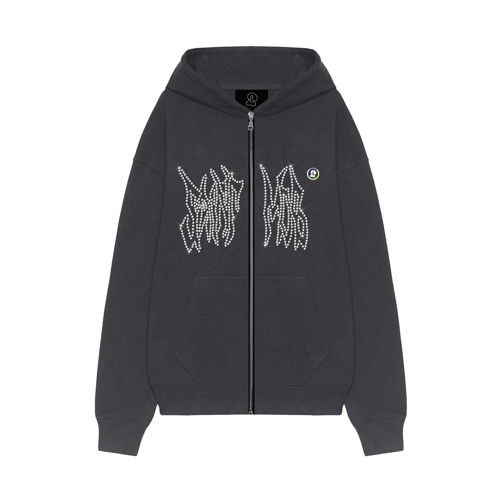 Swarovski Logo' Zip Hoodie Graphite