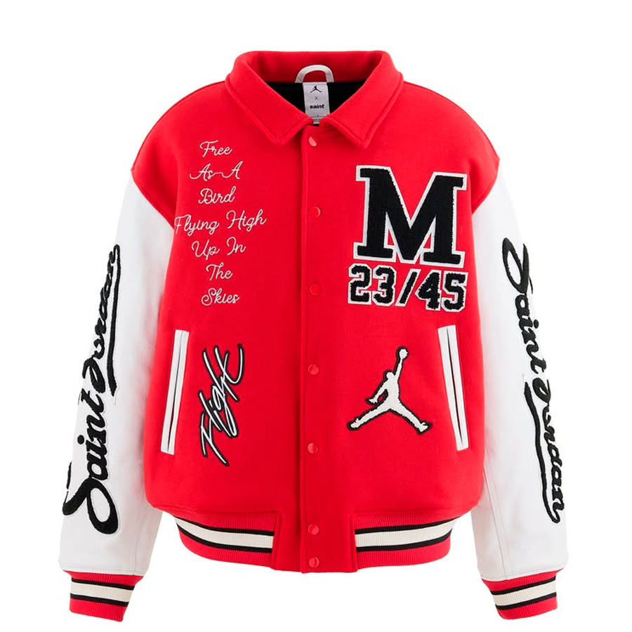 Nike Jordan x Saint Mxxxxxx Varsity Jacket Red купить оригинал