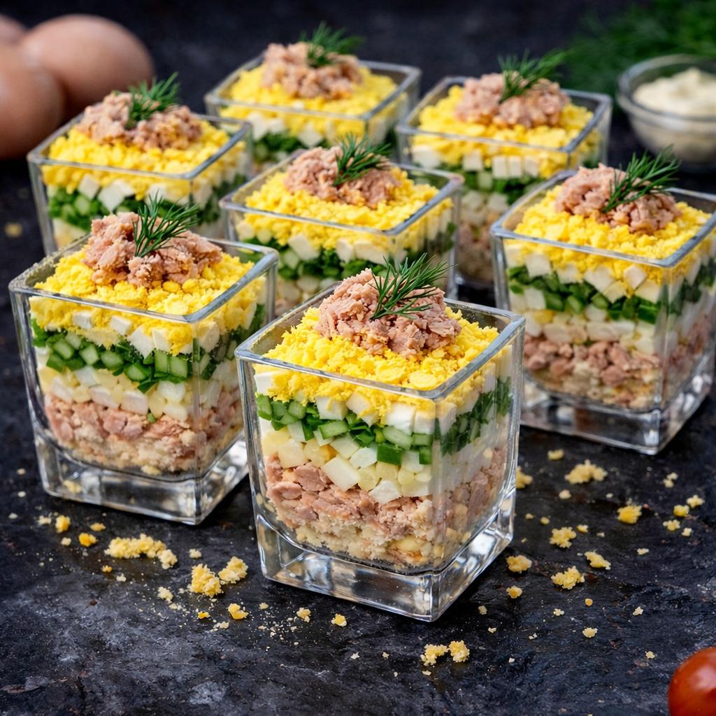 Мини трайфлы "Мимоза с тунцом" | от 5 шт — 50 г