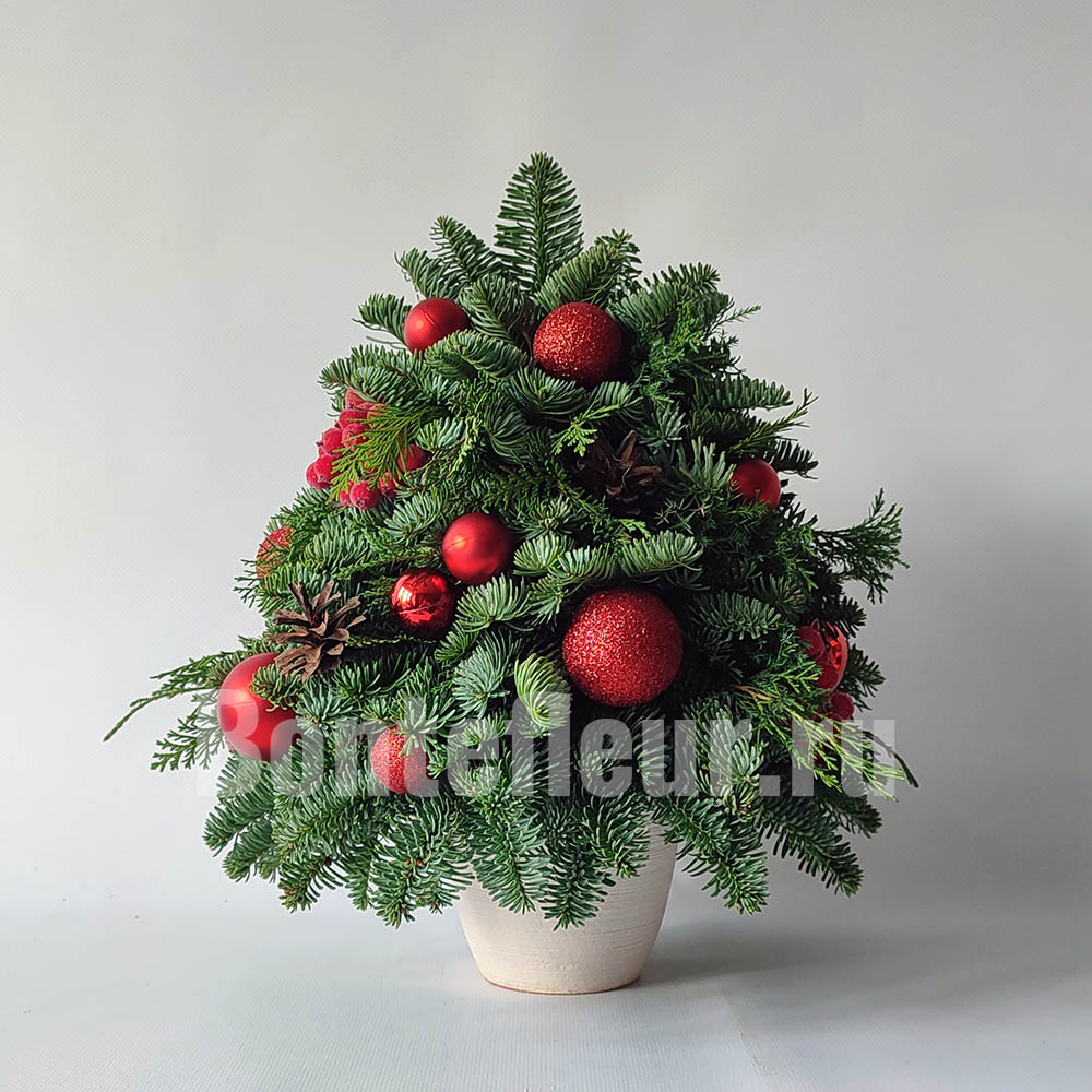 Ёлочка из нобилиса и туи красная мини