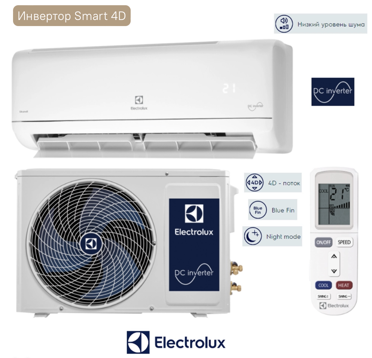 Сплит Электролюкс Арктик 2018. Кондиционер Electrolux ECAM-15 С гофрой. DC Inverter logo.