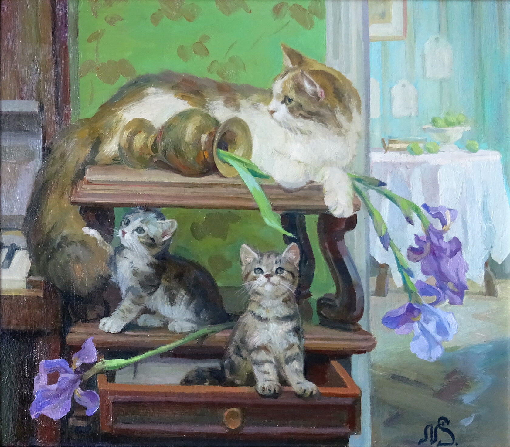 Картина «Коты и Ирисы» - Новосадюк Святослав