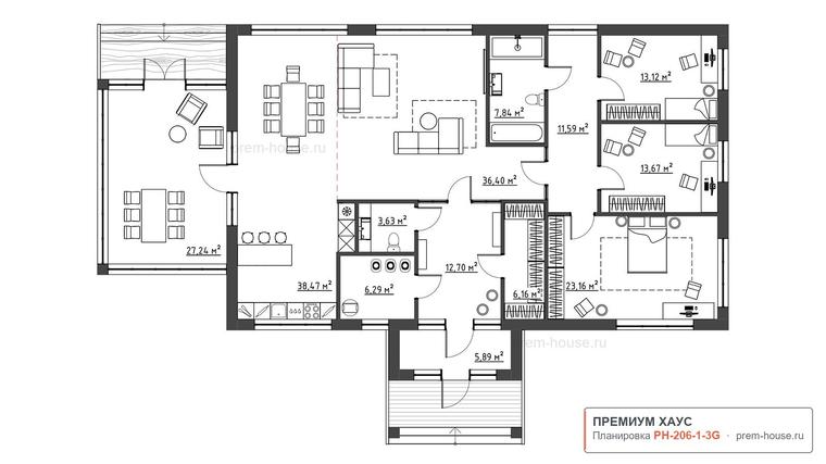 Планировка дома Райт КВ-234, 206 м² — Премиум Хаус