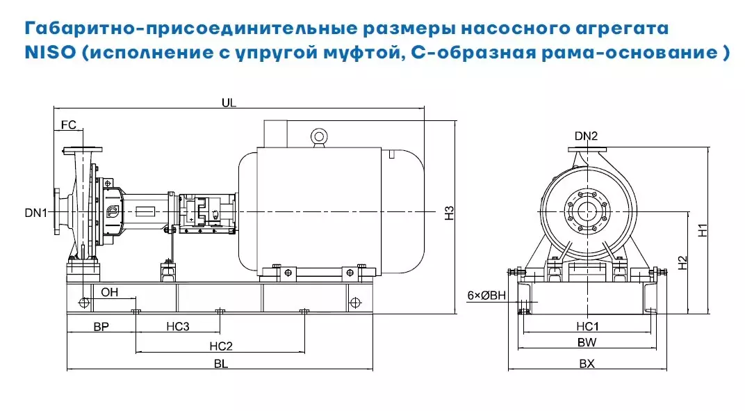 Габаритный чертеж общего вида CNP NISO125-100-200/75SWHZ
