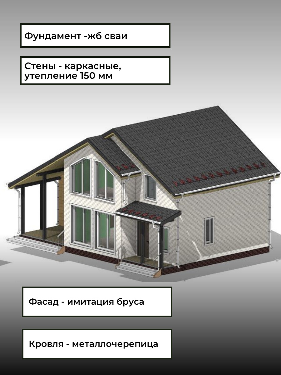 Проект дома 132 м2 / Каркасник / 2 этажа — фото 5