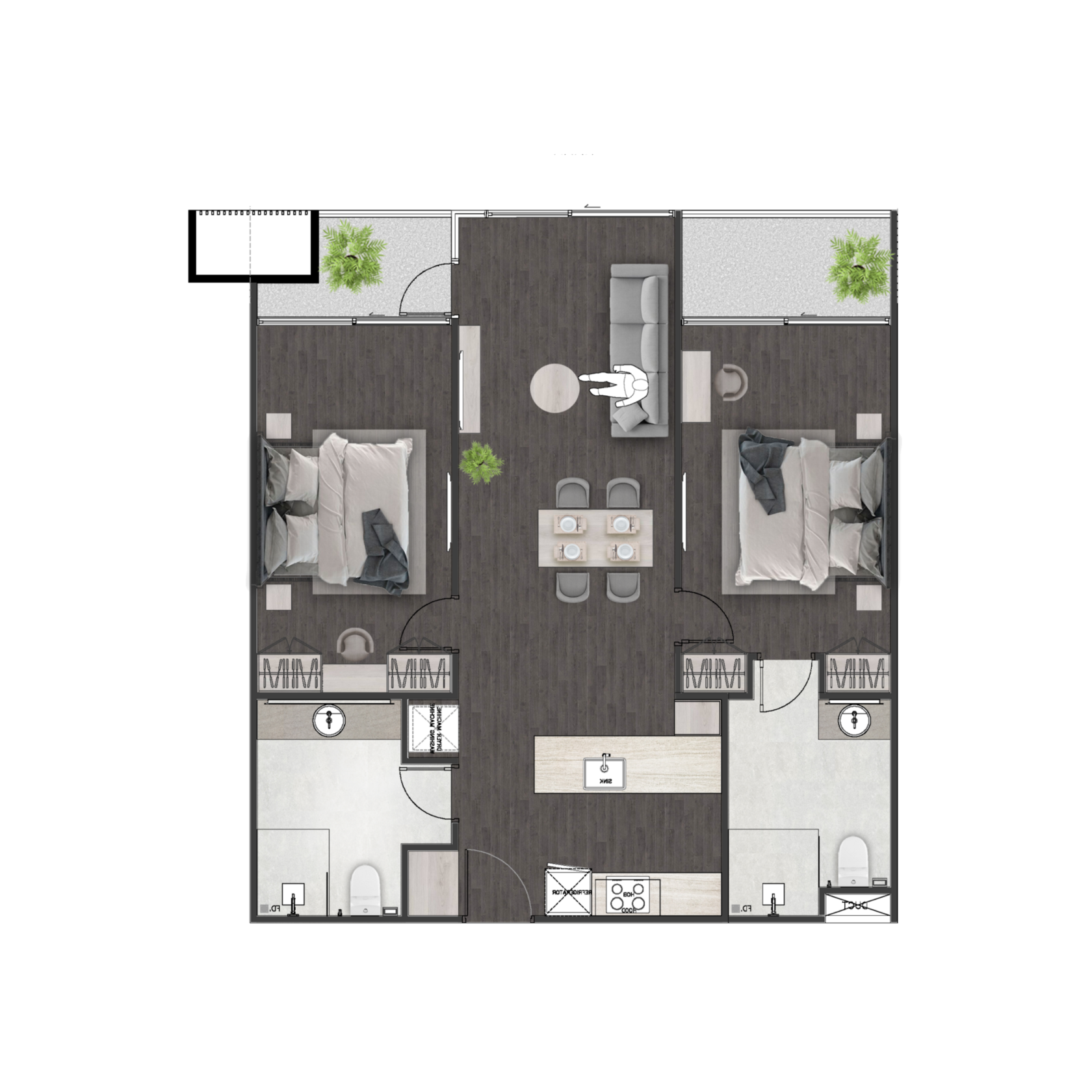 Unit 3410 — 2 Bed · 89.1 m²