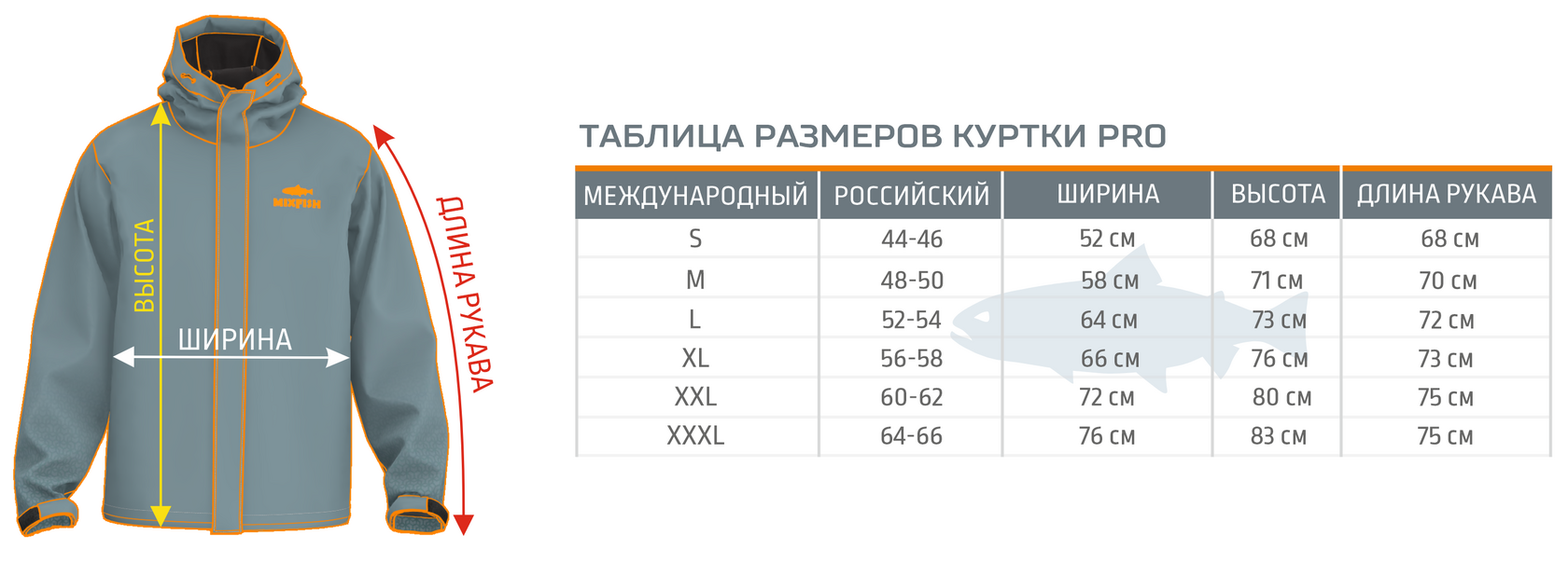 Размер куртки PRO