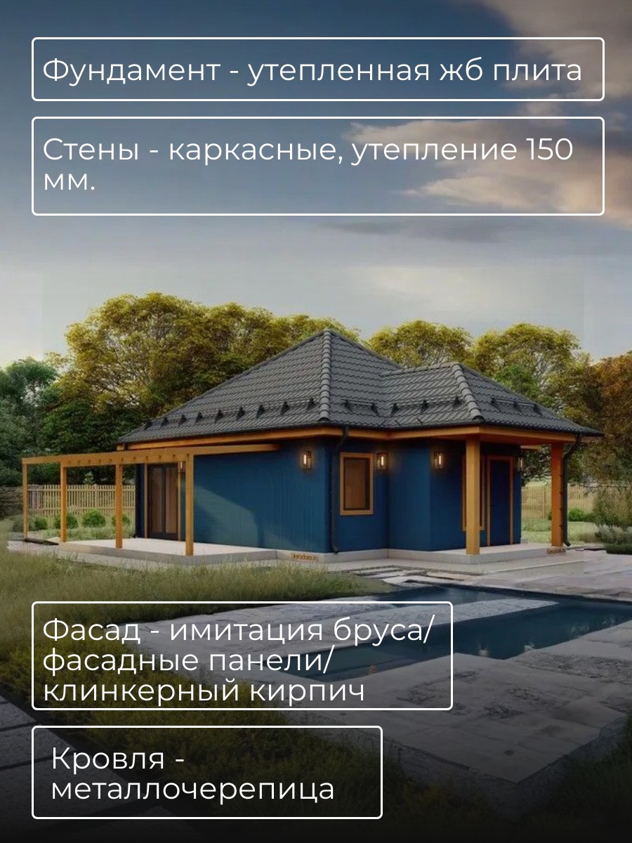 Проект дома 57 м2 / Каркасник / 1 этаж / — фото 5