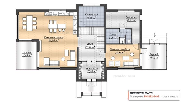 Планировка 3 этажа дома Райт КВ-293, 292 м² — Премиум Хаус