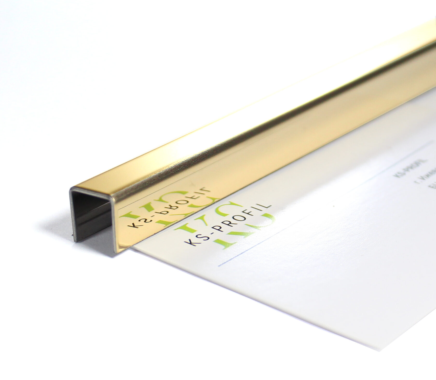 Профиль П образный, нержавеющая сталь, золото глянец