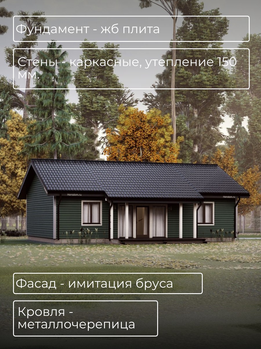 Проект дома 85 м2 / Каркасник / 1 этаж / — фото 5
